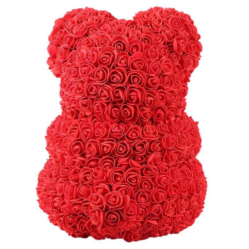 Rose Flower Bear Artificial Rose Flower Hugging Bear for Valentines Day Wedding Mothers Day
