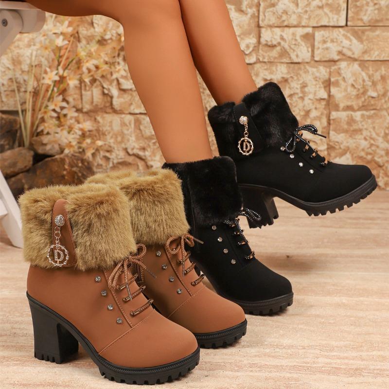 Suede Women Boots Winter Designer High Heels Shoes for Women 2025 New Short Plush High Platform Ankle Elegant Boot