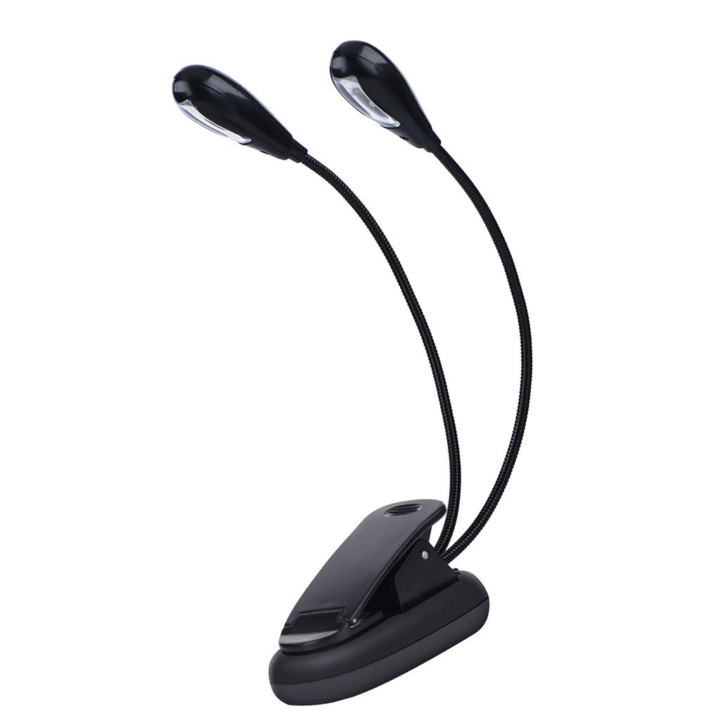 Clip On Music Stand Book Reading Mini Double Adjustable Arms Light LED Lamp (8 Beads)