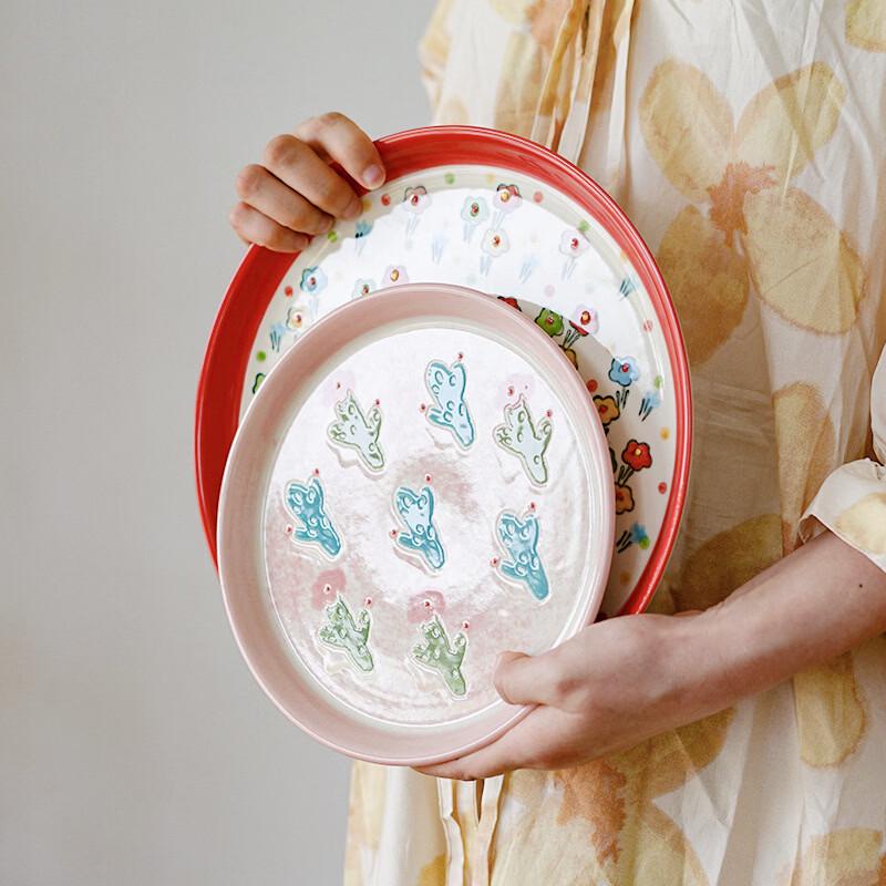 RuHan Japanese Cactus Ceramic Large Serving Dish