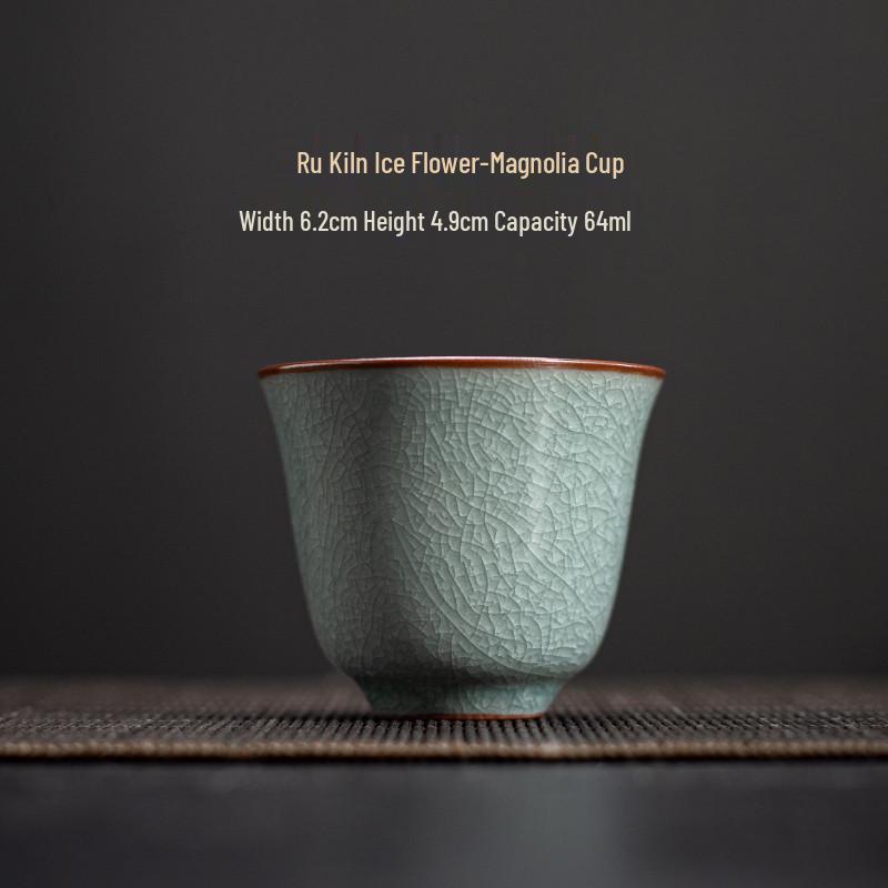 Ru Kiln Ice Flower Crackle Glaze Kung Fu Ceramic Tea Cup - Mastery In Personal Tea Tasting, Gift Box Included