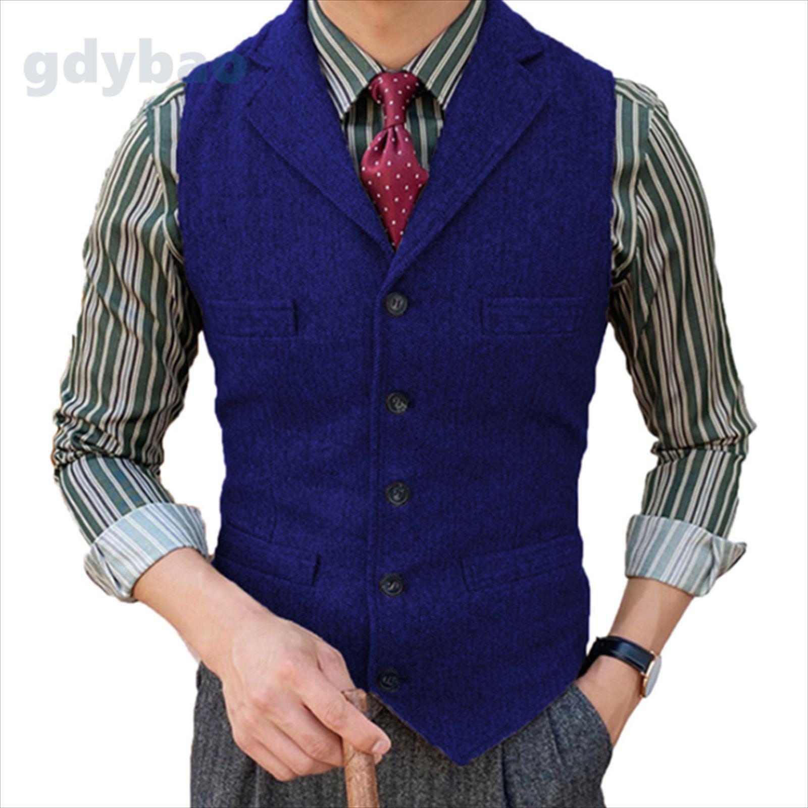 2026 Slim Fit Men s Casual Vest - European & American Herringbone Design XS синий