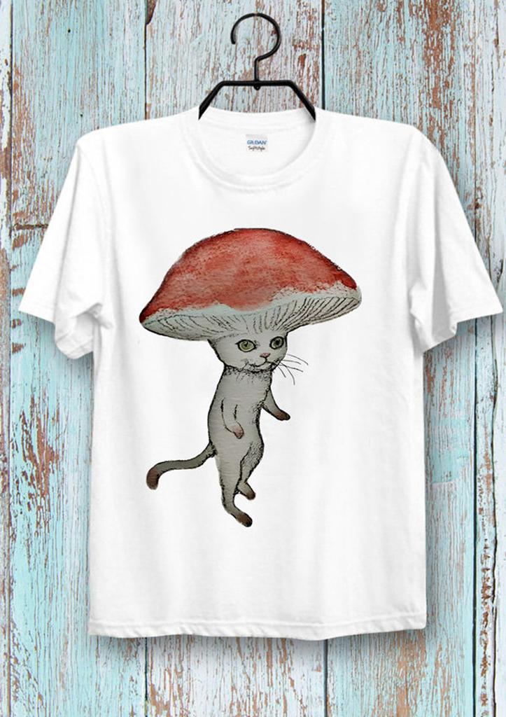 Magic Mushroom Parody Cat Hat T shirt funny Ideal Gift Top Unisex T-Shirt Super Cool Ideal Tee Top for Ladies and Gentlemen