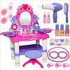 Kids Dress-Up Playset With Makeup Toy Set Pretend Beauty Station Girls Ages 4-6 Plastic Stool Option