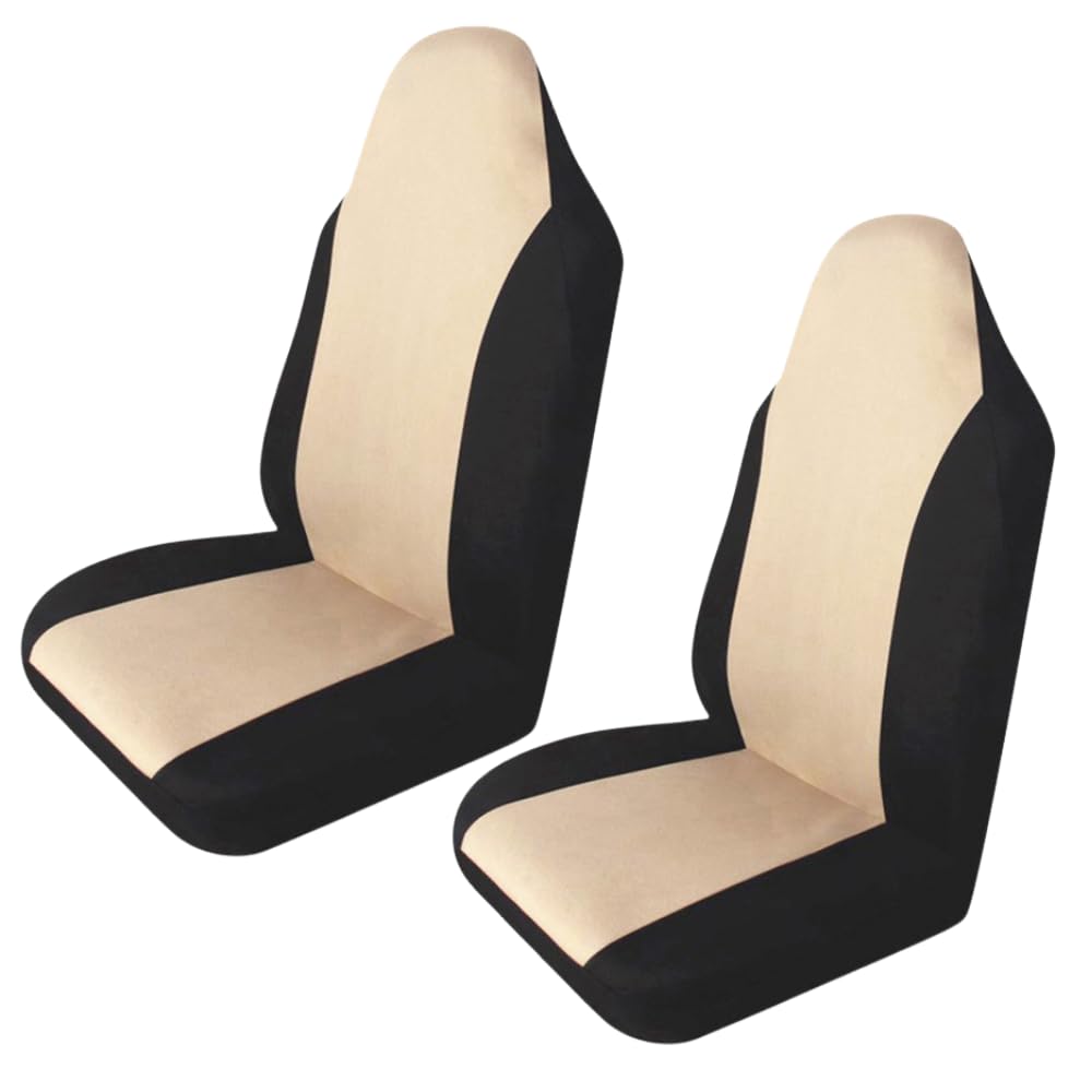 

ideastore Car Seat Covers Universal Elastic Auto Stain Resistant Driver Passenger Seat Cover Set of 2 (Beige)