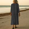 Dresses For Womens Vintage Print Tunic Waisted Midi Dress Summer Casual  3/4 Sleeve Dress