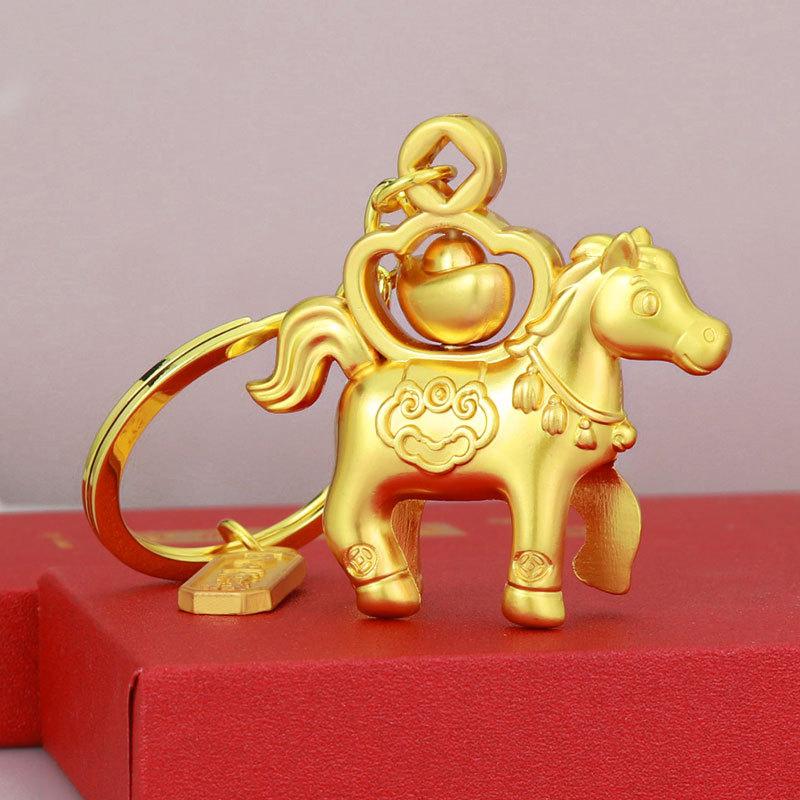 2026 Year Of Chinese Zodiac Horse Lucky Pendant Keychain Zinc Alloy Feng Shui Wealth Key Ring Women Men Bag Pendant