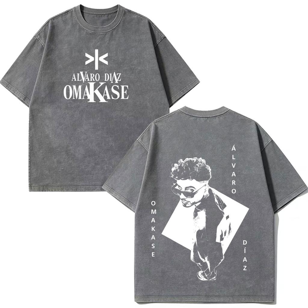 Alvaro Diaz Omakase Album 2026 Tour Merch T Shirt Unisex Unisex Hiphop Tshirt Shortsleeved Casual Cotton Vintage Washed Tshirts