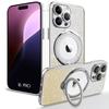 Coque de protection - booling - iphone 16 pro - silicone souple - argenté - support rotatif