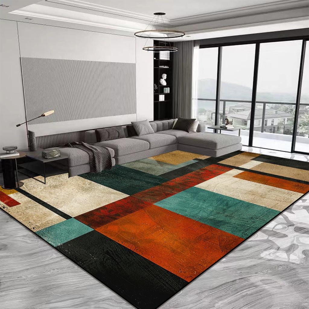 Nordic Luxury Geometric Carpets Fashion Red Large Living Room Carpet Anti Slip and Water Absorption Rugs for Bedroom Decor Mat
