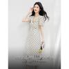 Women's French Style Polka Dot V-Neck Dress