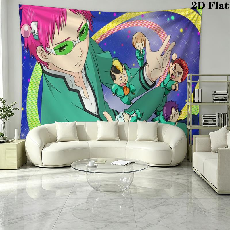 Saiki Wall Tapestry Aesthetic Wall Hanging Printed Fabric Blanket Decorative Tapestries for Bedroom Living Room Home Decor