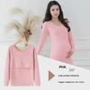 Seamless Maternity Warm Autumn Top with Velvet, Nursing-Friendly, Long-Sleeve (2003).