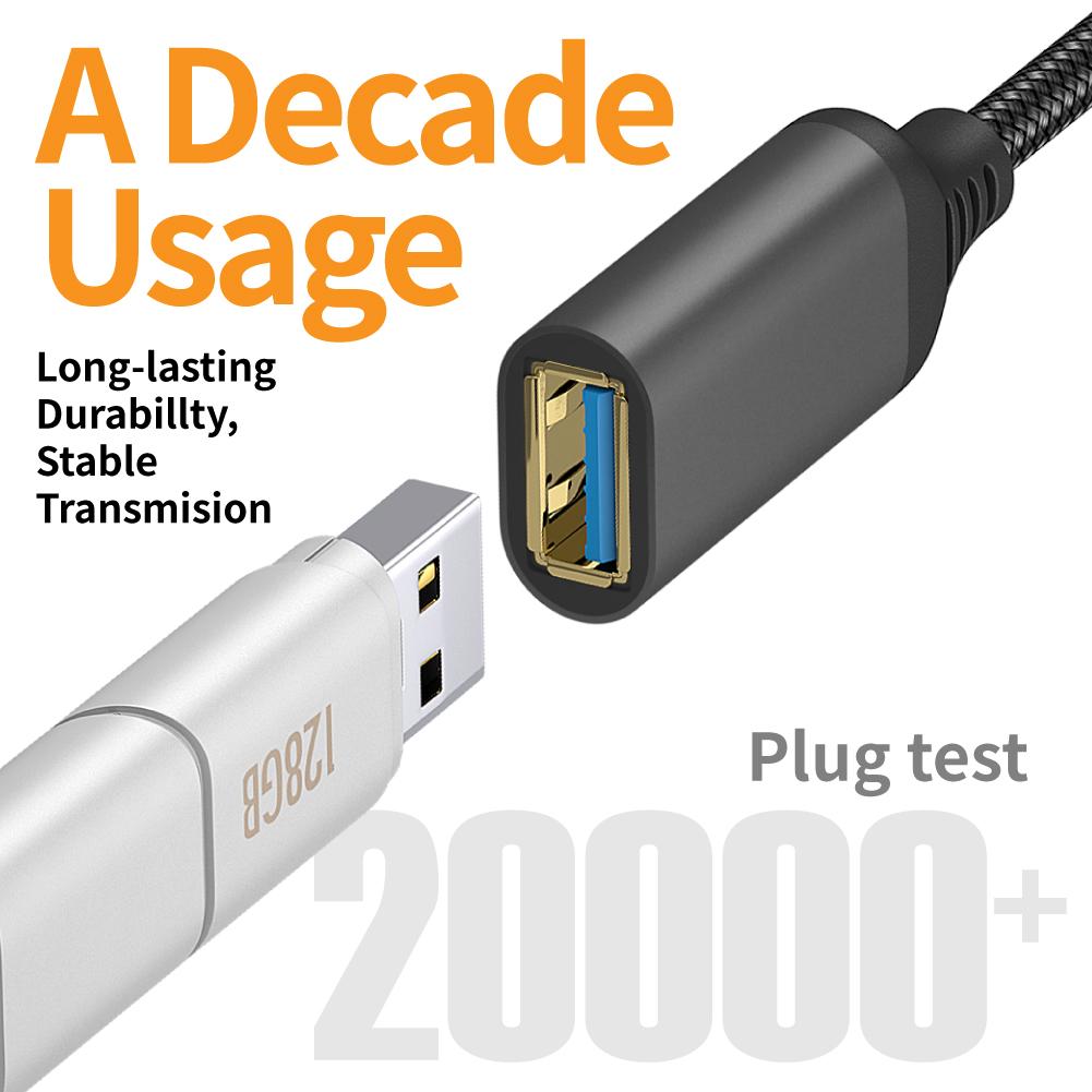 

1m USB 3.0 Male to Female Data Cable 5Gbps Data Transmission Nylon Braided Extension Cord Black