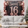 2D Sweet 16th Birthday Backdrop Rose Gold Balloon Party Background