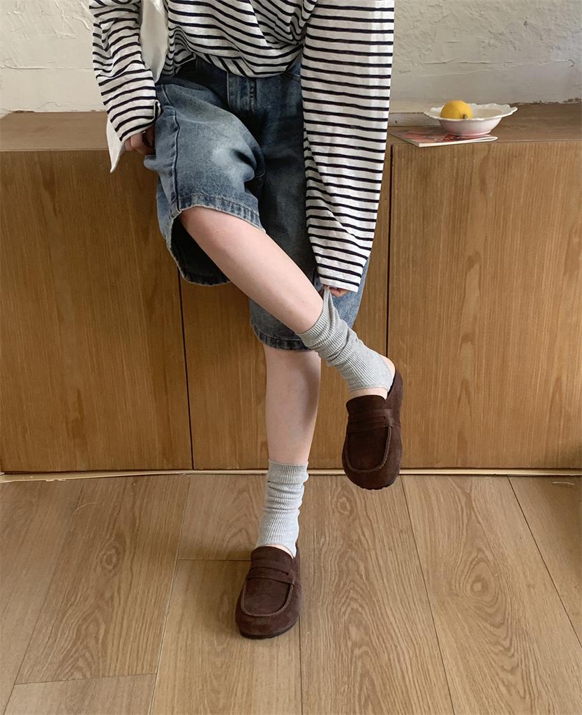 2025 new flat toe slippers muller shoes half tow beanie shoes loafers women