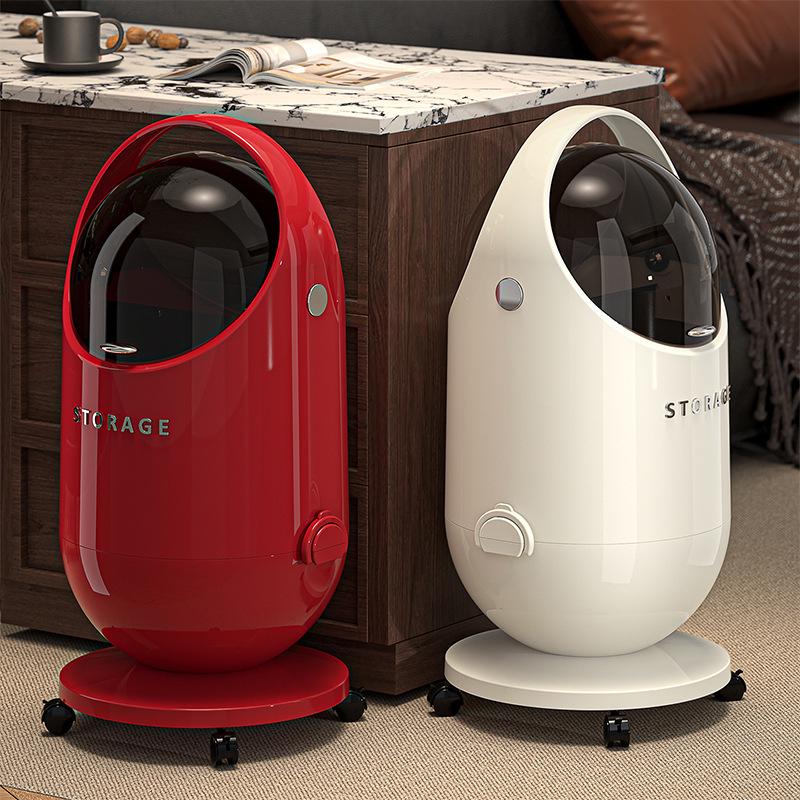 High-End Large Capacity Trash Can with Lid & Wheels for Home: Living Room, Bedroom, Kitchen - No Need To Bend Over, Easily Movable Paper Basket.