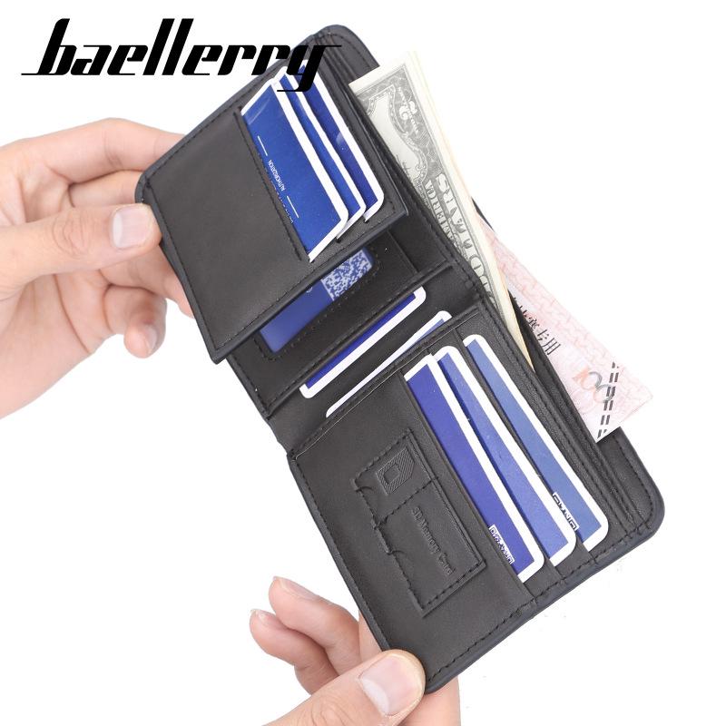 Men's Large Capacity Vertical Bi-fold Money Clip Wallet by Baellerry