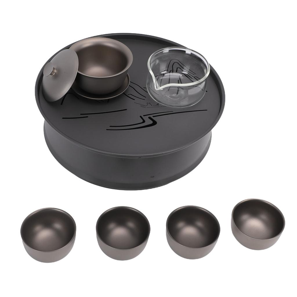 Outdoor Camping Tea Set Multifunctional Lightweight Portable Pure Ti Camping Tea Brewing Cup Set