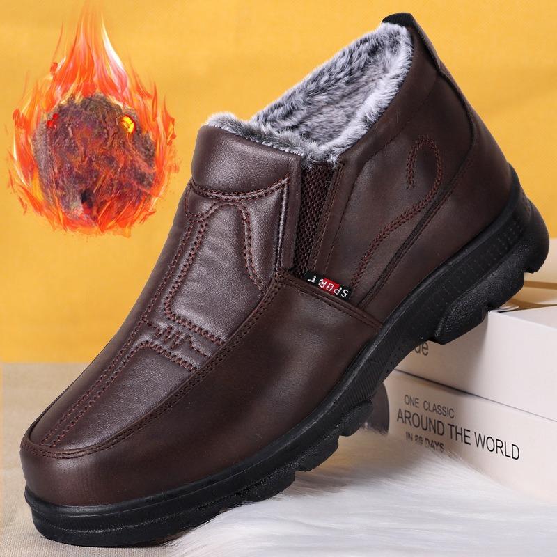 Winter Men's Ankle Boots Plush Warm Anti Slip Waterproof Cotton Shoes Comfortable Lightweight Outdoor Men Shoes