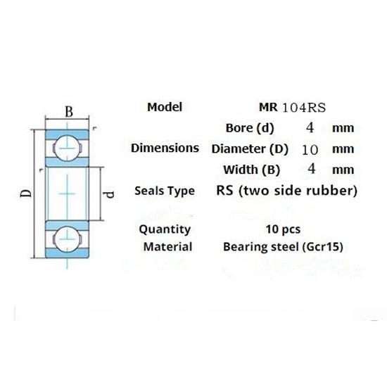 Bearing 10pieces Mr104rs  4*10*4(mm)