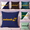 Swissair Travel Souvenir Design SSwissair Pillow Case Silky Short Plush With Invisible Zipper Dustproof Sofa Cushion Cover