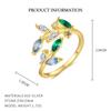 925 Sterling Silver Exquisite Colorful Zircon Flowers Leaves Ring For Women Double Design Size7 Adjustable Party Wedding Jewelry