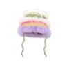 Autumn and winter dopamine stripes contrasting colors plush fisherman's hat children's warm ear protectors knitted hat versatile strap wool hat