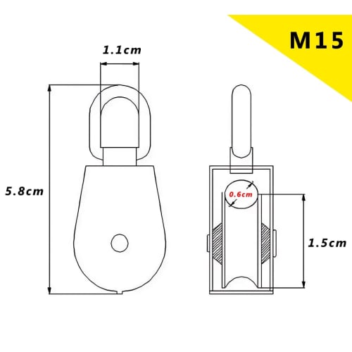 Rissey Swivel Pulley, Stainless Steel Rope Pulley, Wire Pulley, Indoor/Outdoor Use, Cargo Transport, Climbing, Construction Work (M15-Set of 6)