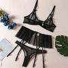 Small Skirt Garter Belt Perspective Lingerie Kit Underpants Lace Bra Briefs Set  Valentine's Day