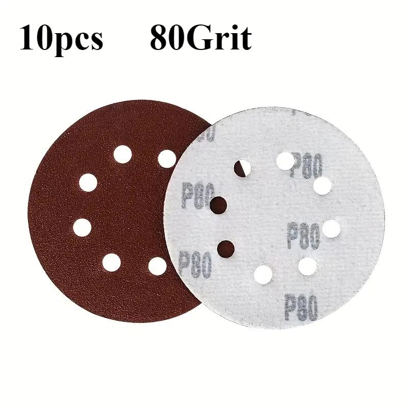 

5-Inch 80 Grit Aluminum Oxide Sanding Discs - 8-Hole Hook & Loop Red Velvet Sandpaper for Metal & Wood Polishing on Air Grinders