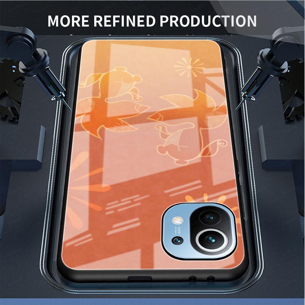 Genshin Impact Logo Glass Case For Xiaomi Poco X3 NFC 11 Lite 11T F3 M3 For Redmi Note 11 10 9 8 Pro 10S 9S 9A 9C Phone Cover