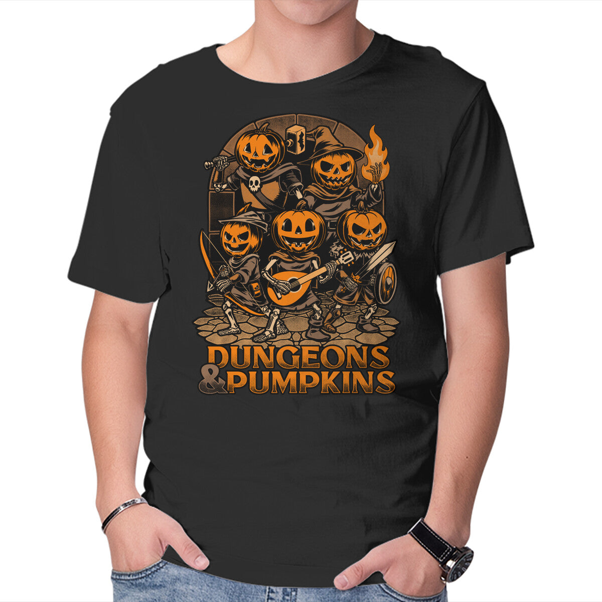 Unisex Crew Neck T-Shirt Dungeon Pumpkin RPG Graphic Short Sleeve Casual Tee XL