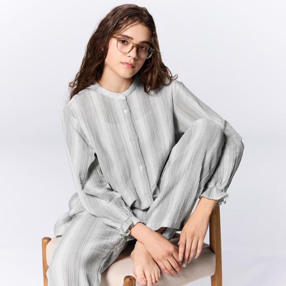 

GU by Uniqlo Пижама из хлопка с рукавами-конфетами, длинные рукава, длинные брюки+E