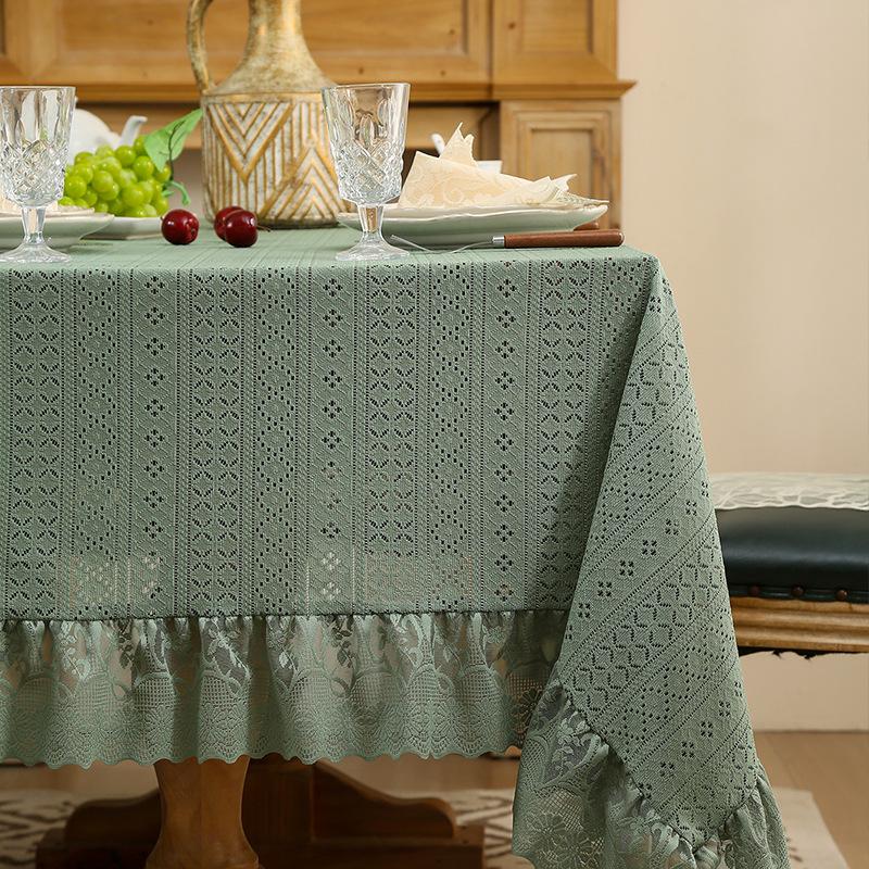 Neue leichte Luxus Retro Spitze Tischdecke Staubdicht Hitzebeständig Verschönerung Esstischdecke Kaffeetischabdeckung