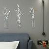 3pcs Flower Vase Mirror Wall Sticker Acrylic Wall Sticker Living Room Bedroom Decoration DIY 3D Self-adhesive Home Decor Sticker