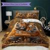 Sweet Tiger Pairs Pattern Bedding Uilt Set Uilt Cover Pillowcase Home Decoration Birthday Gift (1 * Duvet Cover + 2 * Pillowcase Without Core)