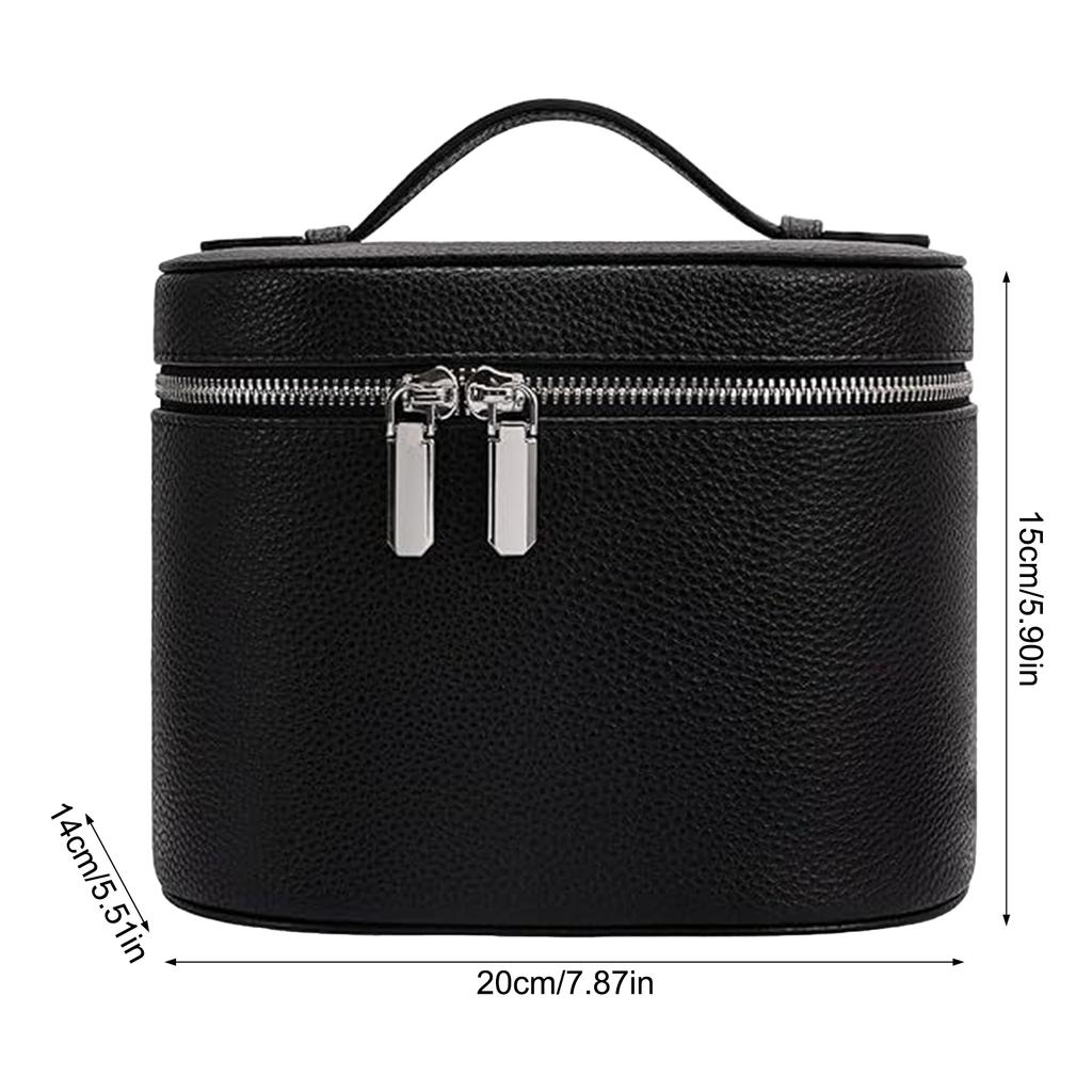 Tragbare Kosmetiktasche mit großem Fassungsvermögen, PU-Reise-Toiletten- und Make-up-Etui mit Reißverschlussgriff zur Aufbewahrung von Kosmetikartikeln