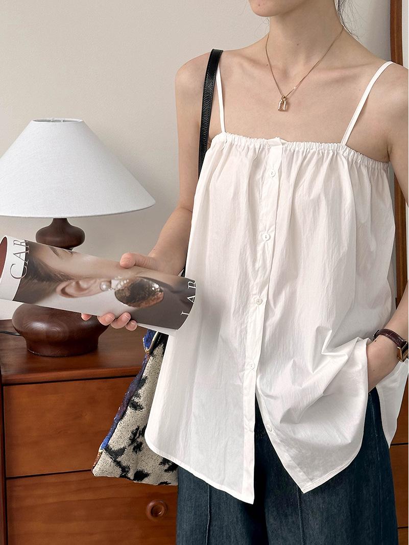 

Оранжевый Zhi 2024 Летний Модный Свободный Однотонный Девичий Топ-Майка 1602 Medium белый/кремовый