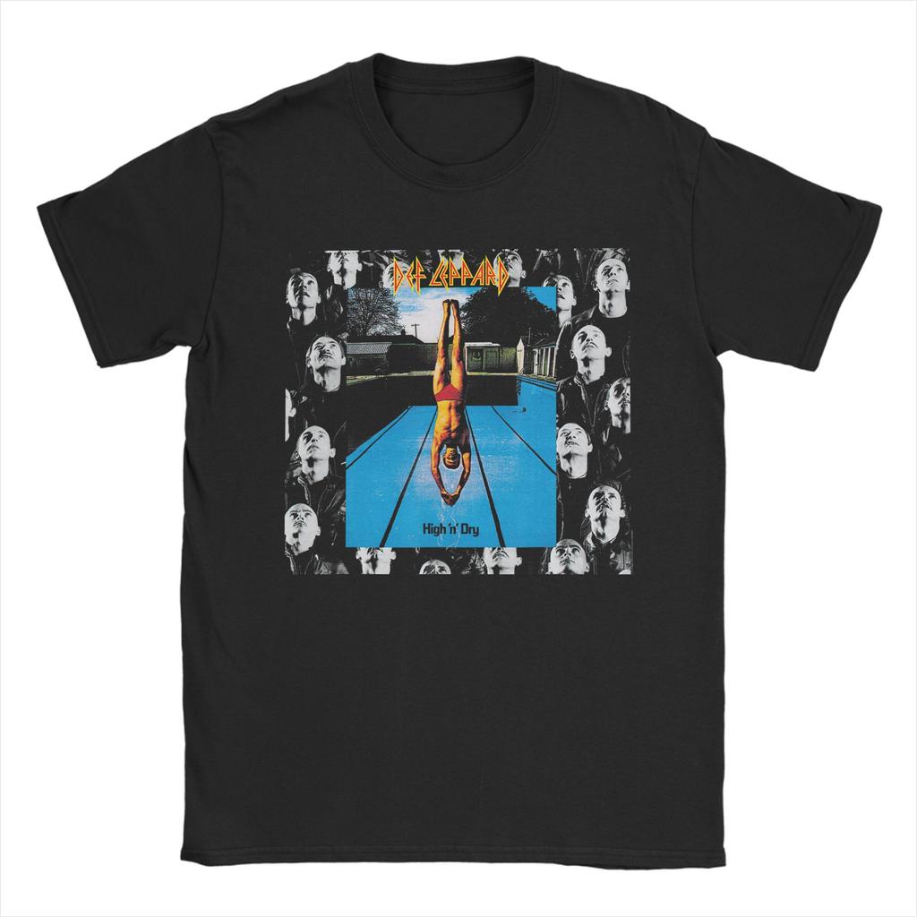 Def Leppard Hysteria TShirt for Men  Casual Pure Cotton Tee Shirt Crewneck Short Sleeve T Shirts Gift Clothing