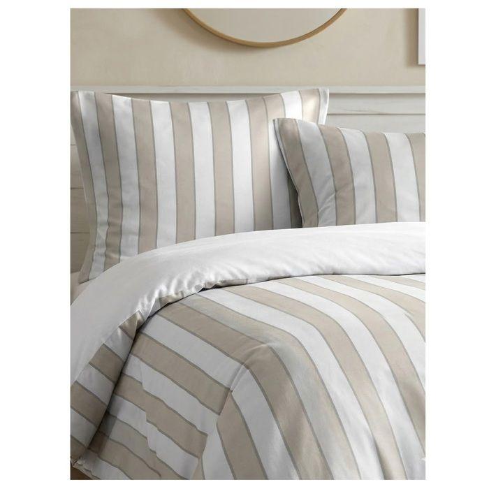 Parure de lit 220 x 240 cm Armel rayée beige