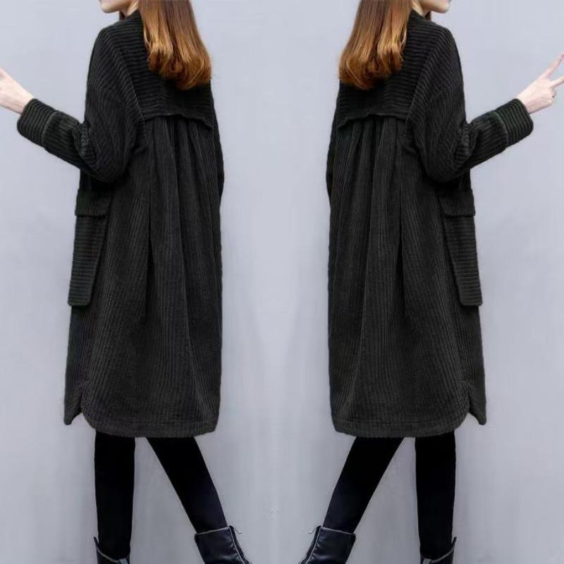 Nowy Damski Płaszcz na Wiosnę Średniej Długości Luźny Casualowy Ciepły