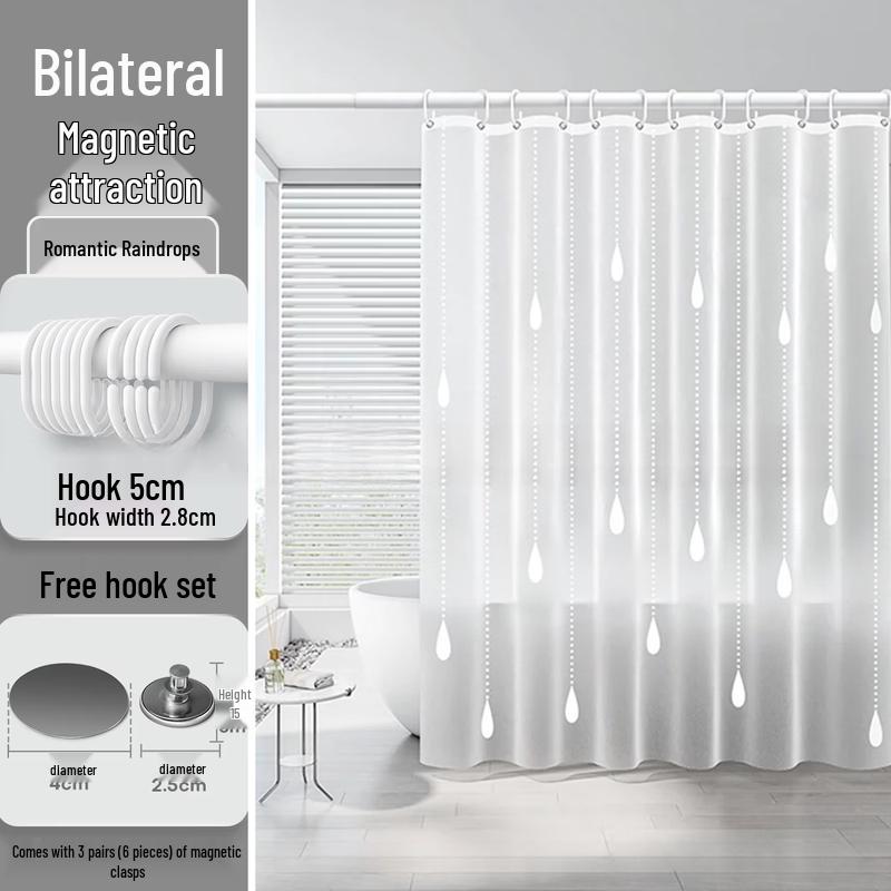 Hundun Romantic Raindrops Magnetic Shower Curtain