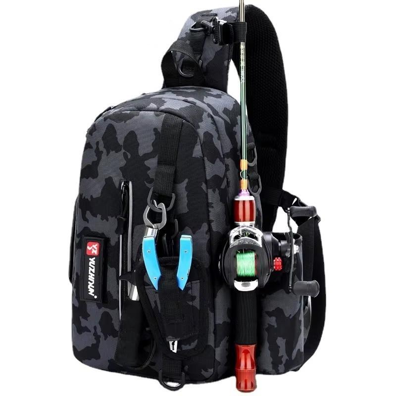 Fishing Multi-functional Bag, Shoulder Strap Waterproof Fishing Rod Bag, Outdoor Fishing Equipment Insertable Fishing Rod Bag