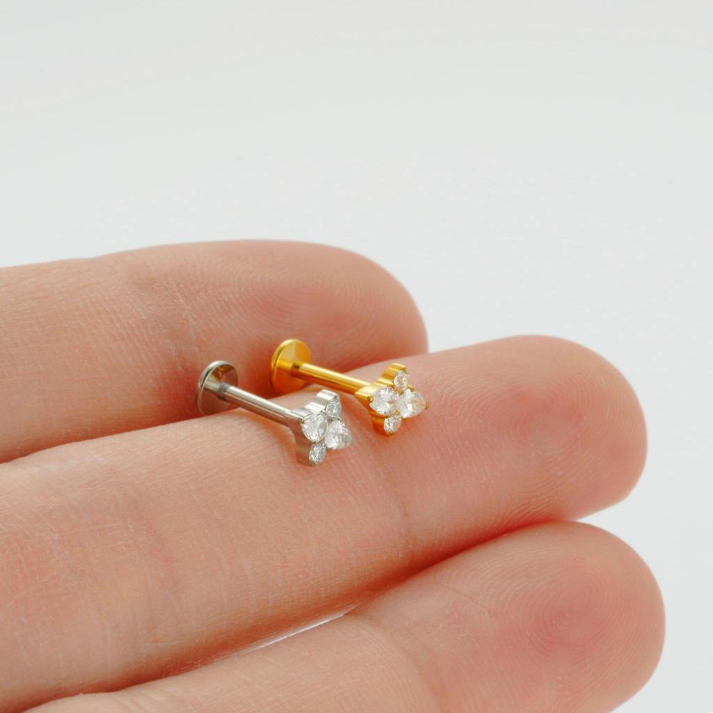 F136 Titanium Alloy Earrings European American Cross-Border Stars Zircon Human Body Piercing Jewelry