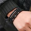 Stylish Men Bracelet Set Luxury Zirconia Braslet Beaded Black Onyx Hematite Healing Braclet Perfect Gift For Him Pulseria Homme