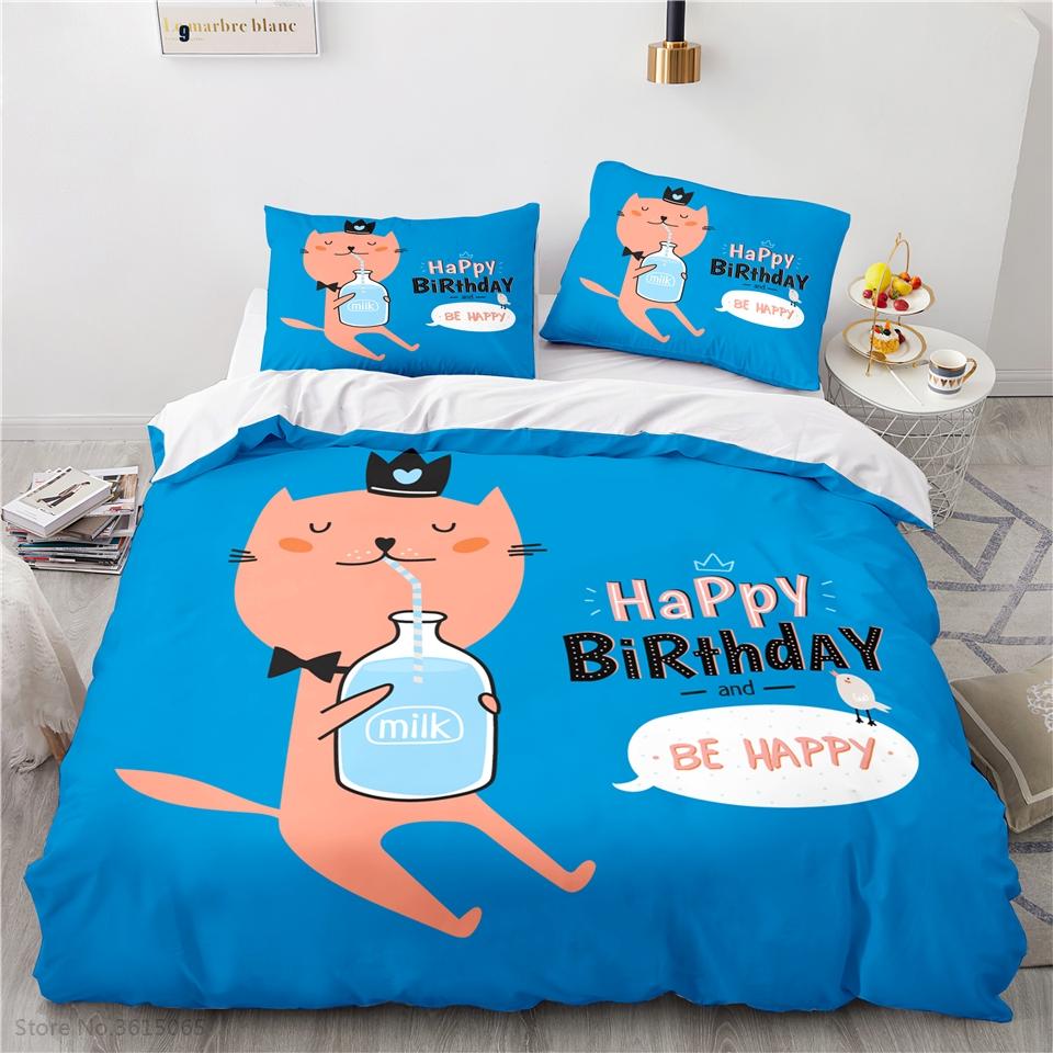 Cute Cartoon Tiger Drink Printed Bedding Set Duvet Cover Set Pillowcase Children Boys Girls Bedclothes Twin Full Queen King Size