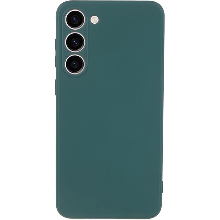 

For Samsung Galaxy S23+ Rubberized Anti-Slip Phone Case Soft TPU Fiber Lining Inside Phone Cover Army Green
