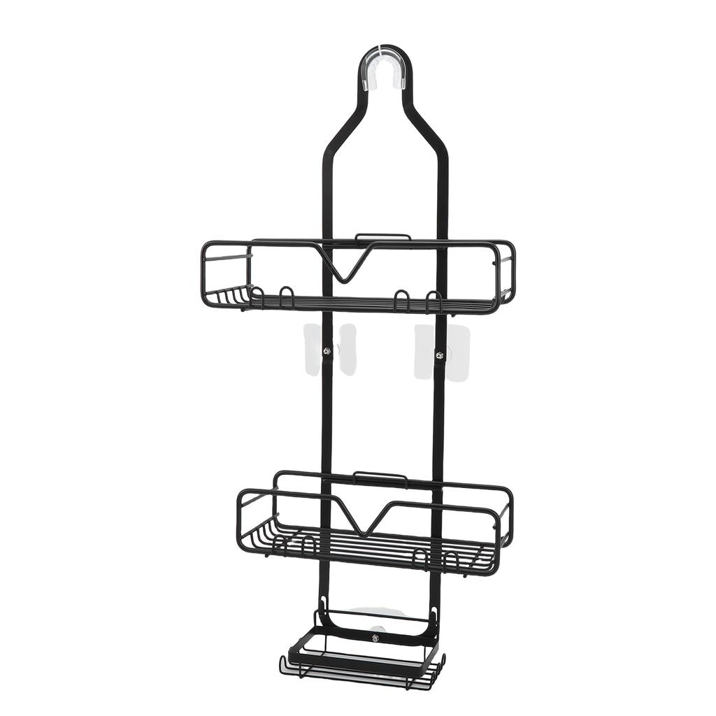 Hanging Shower Organizer Frosted Black Minimalist Modern Multi Layer High Carbon Steel Over Head Shower Caddy for