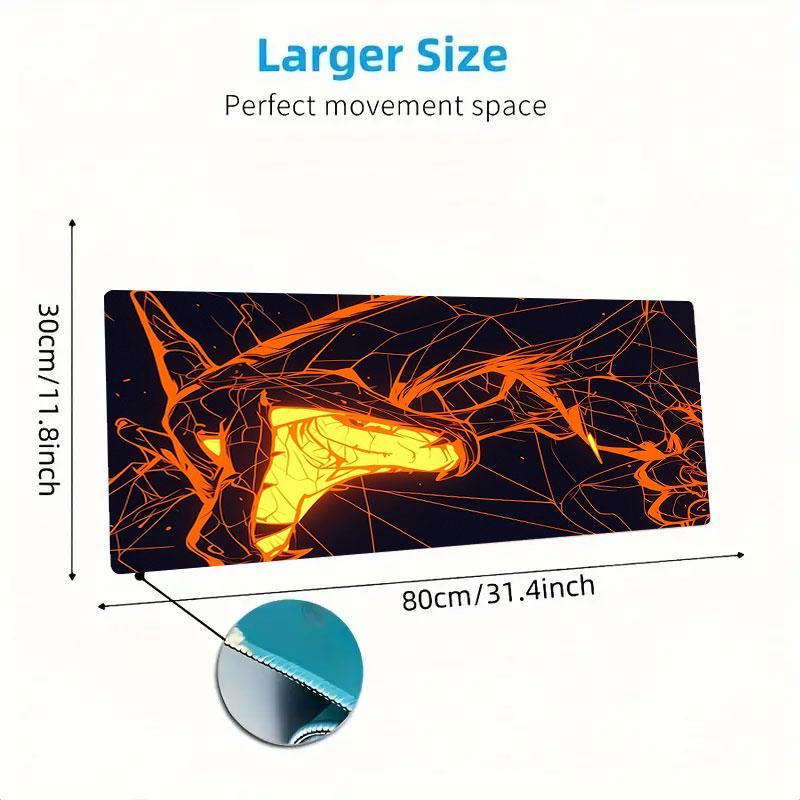 Charmander Mouse Pad, Large Gaming Desk Mat, Non-slip XXL Mousepad for Laptop & Tablet, Mini PC Playmat with Stitched Edges